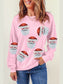 Sequin Santa Patch Round Neck Sweatshirt nicholesgifts