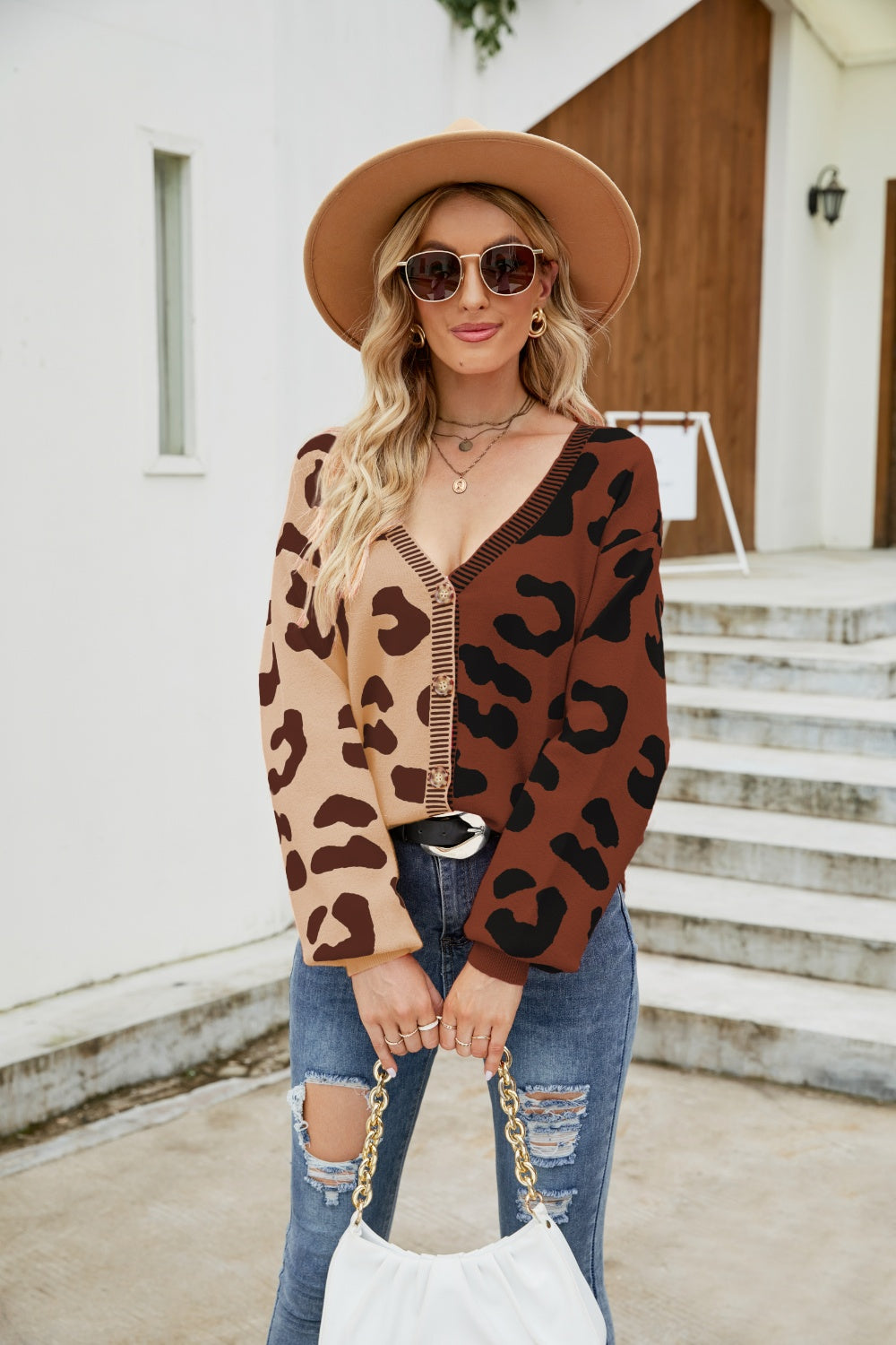 Leopard Button Up Dropped Shoulder Cardigan nicholesgifts