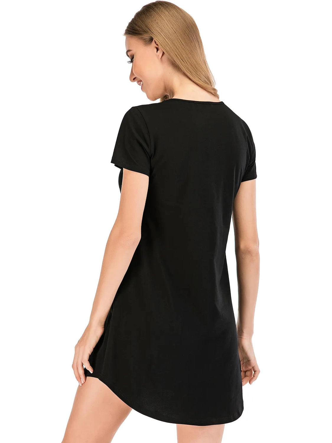 Graphic Round Neck Short Sleeve Lounge Dress nicholesgifts