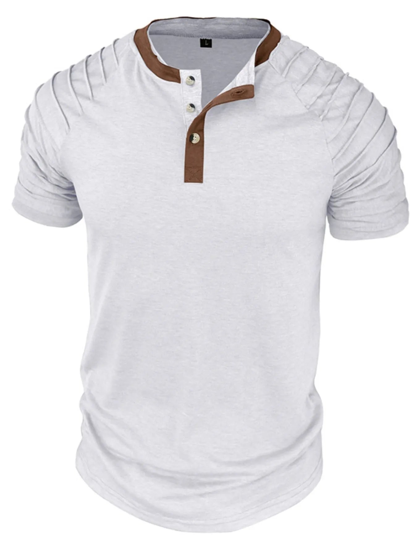 Men's Full Size Casual Henley Short Sleeve Top with Contrast Collar Plus Size NicholesGifts