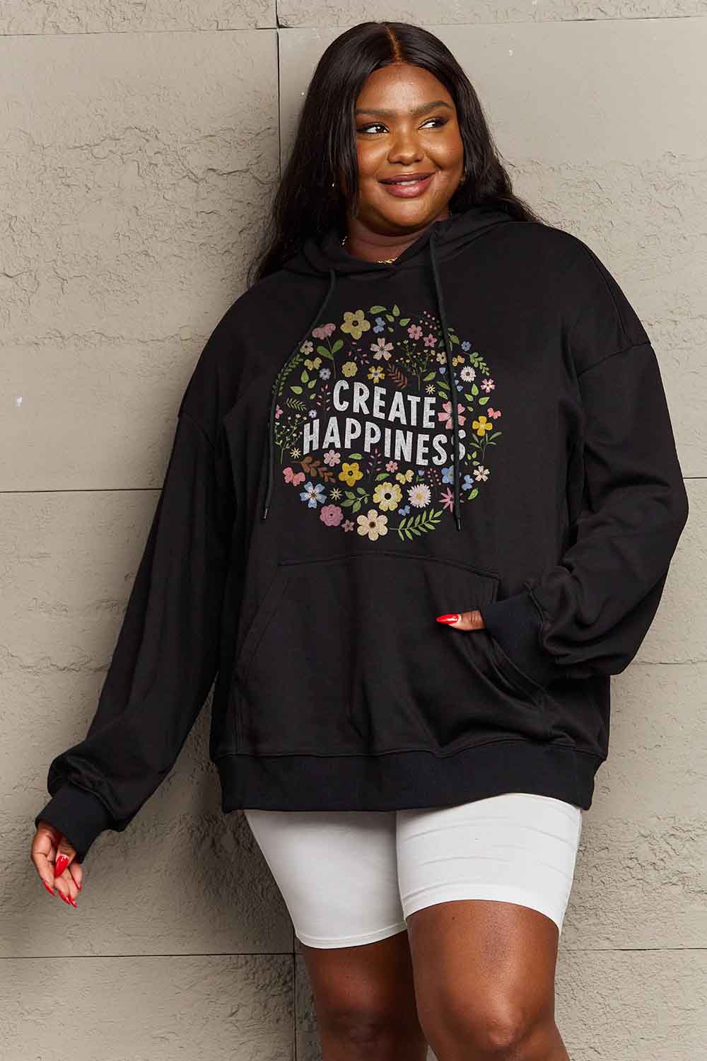 Simply Love Simply Love Full Size CREATE HAPPINESS Graphic Hoodie NicholesGifts