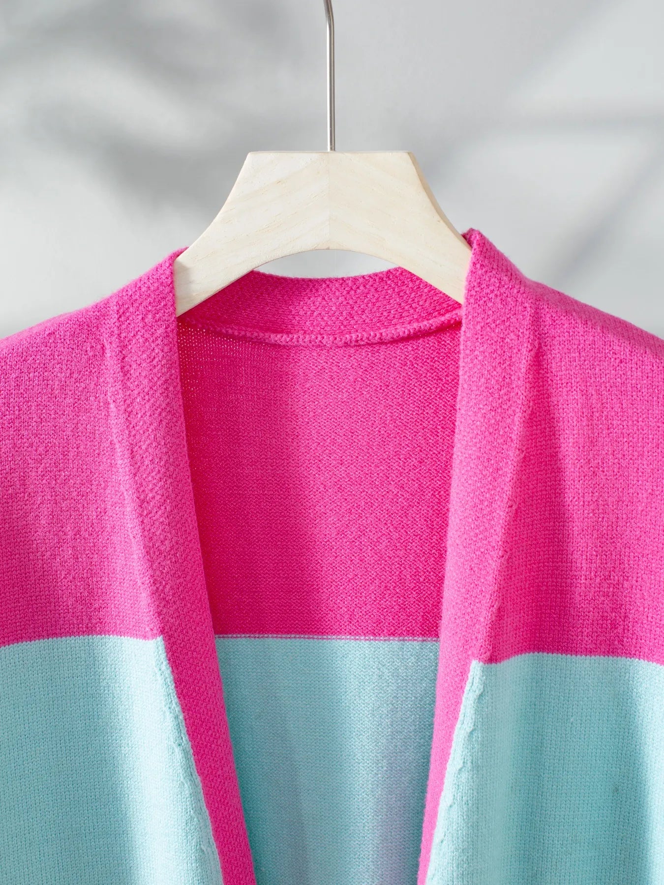 Color Block Open Front Cardigan