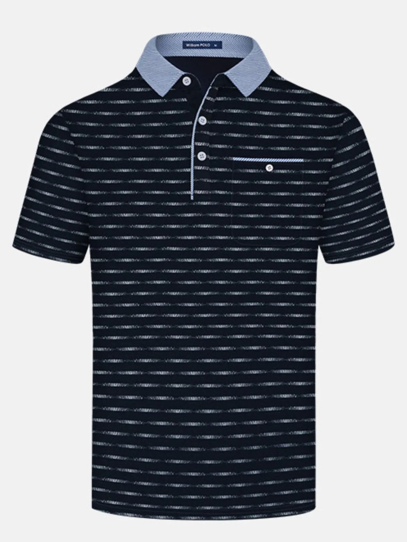 Men's Plus Size Classic Striped Polo Shirt with Contrast Collar NicholesGifts