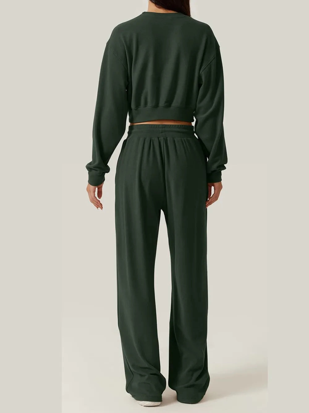 Crisscross Round Neck Top and Drawstring Pants Set nicholesgifts