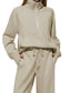 Women Half Zip Long Sleeve Top and Pants Set nicholesgifts