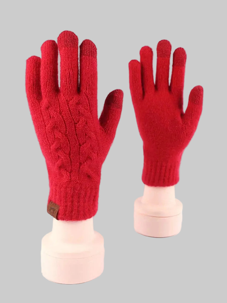 Women Heart Pattern Knitted Touchscreen Gloves nicholesgifts