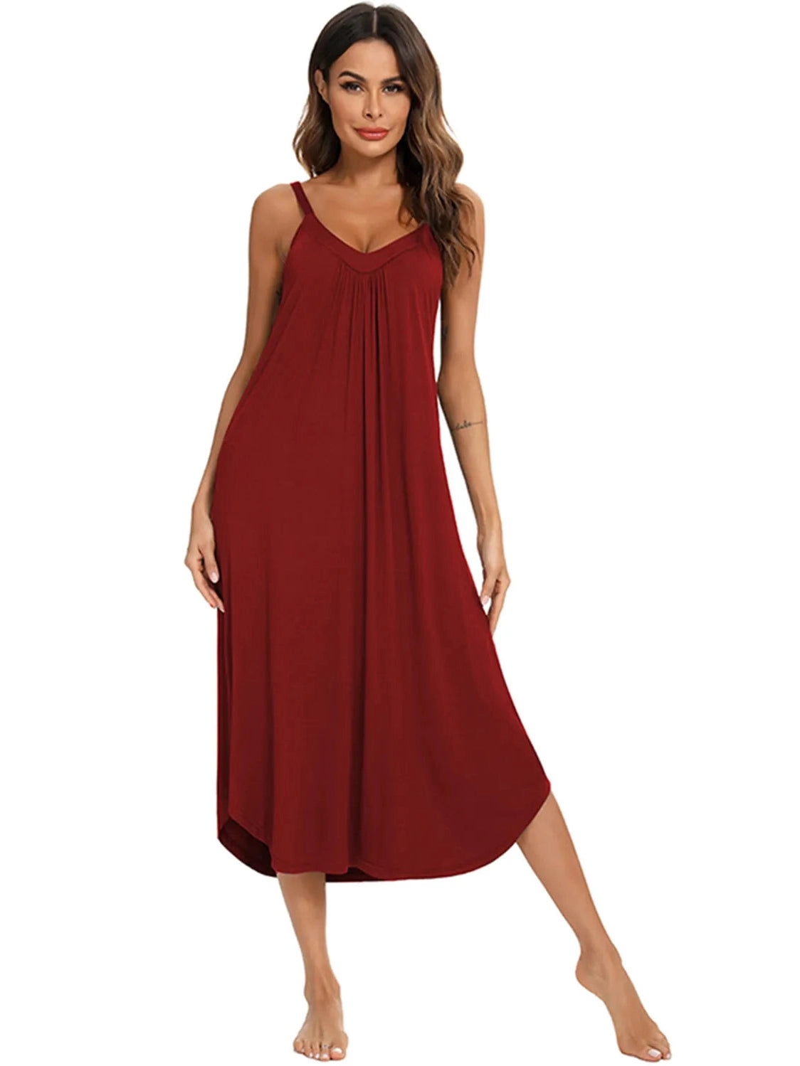 V-Neck Midi Lounge Dress nicholesgifts