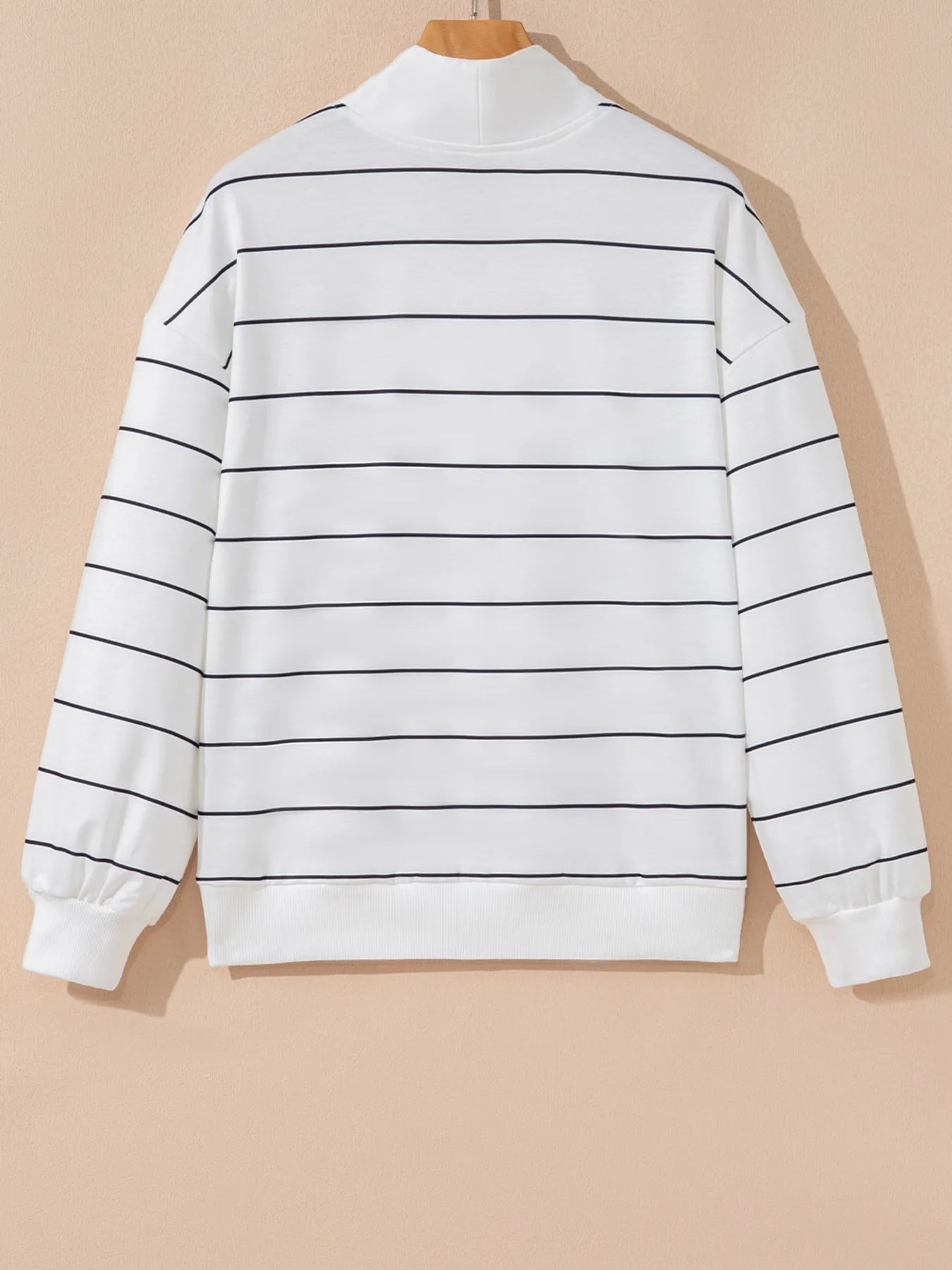 Striped Quarter Zip Sweatshirt with Relaxed Fit Trendsi