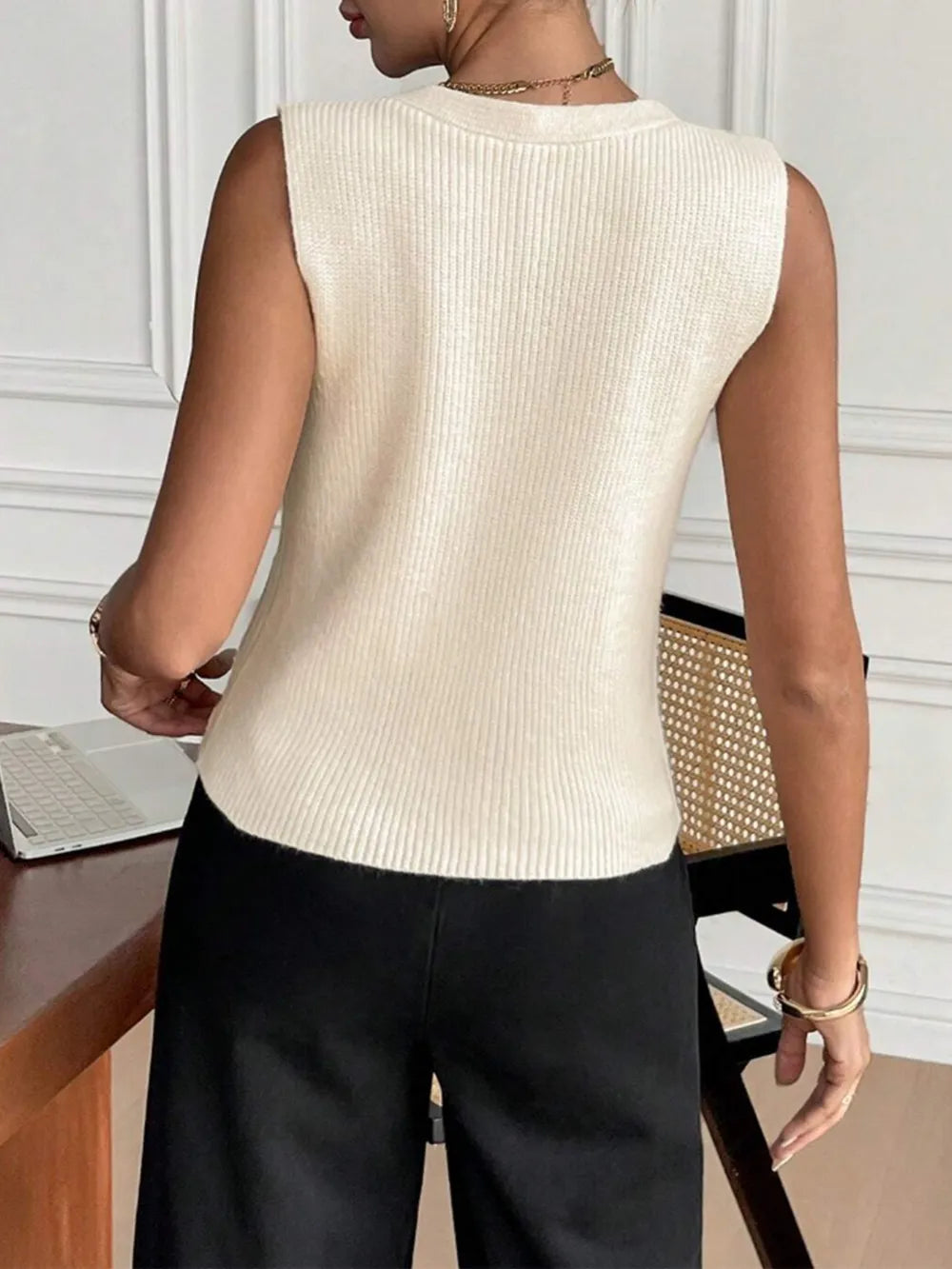V-Neck Button Down Sweater Vest nicholesgifts