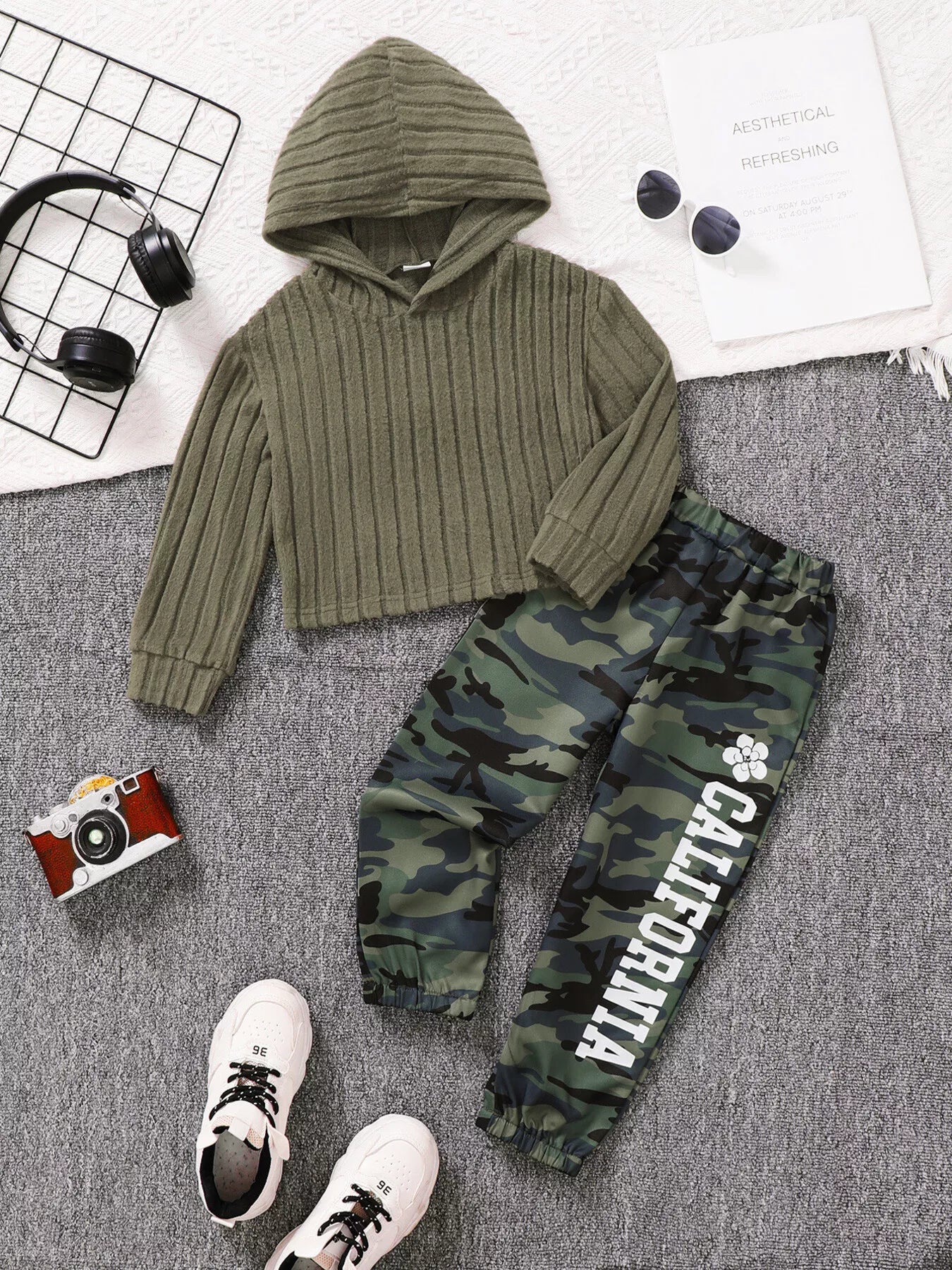 Children's Ribbed Long Sleeve Hoodie and Pants Set NicholesGifts