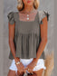 Full Size Ruffled Square Neck Cap Sleeve Blouse nicholesgifts