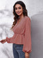 Ruched Printed V-Neck Long Sleeve Blouse nicholesgifts