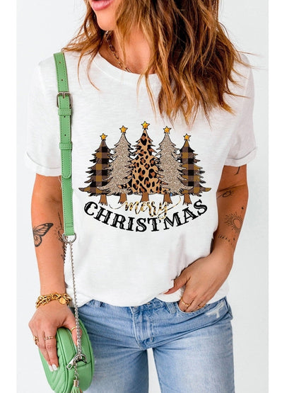 Women Merry Christmas Graphic Short Sleeve Christmas T-Shirt nicholesgifts