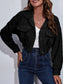 Collared Neck Dropped Shoulder Buttoned Jacket Trendsi
