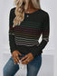 Striped Round Neck Long Sleeve T-Shirt nicholesgifts