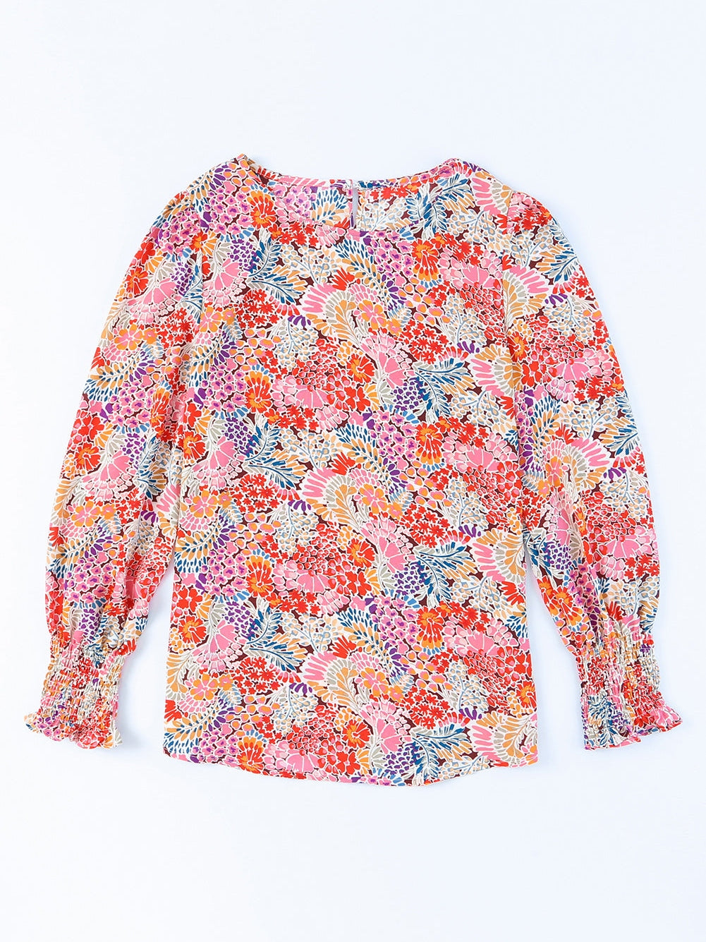 Women Floral Print Long Puff Sleeve Blouse nicholesgifts