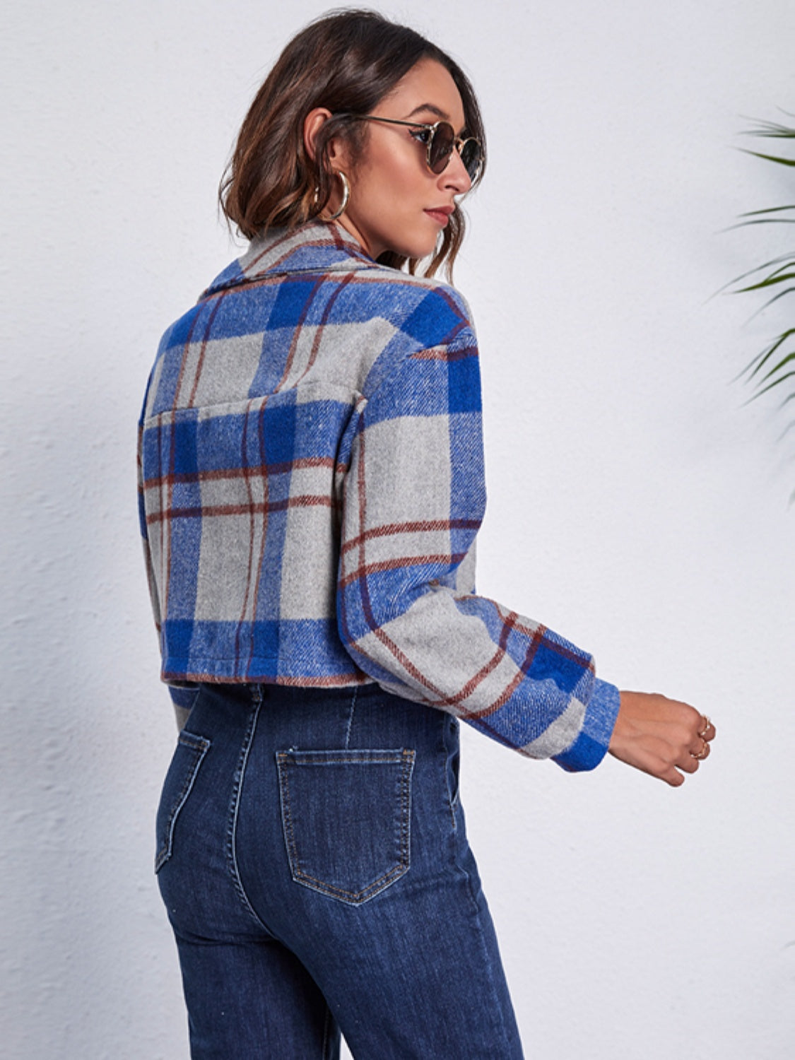 Plaid Button Front Jacket with Pockets nicholesgifts