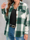 Women Full Size Pocketed Plaid Collared Neck Shacket nicholesgifts
