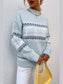 Women Snowflake Pattern Mock Neck Sweater nicholesgifts