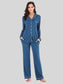 Collared Neck Long Sleeve Loungewear Set with Pockets nicholesgifts