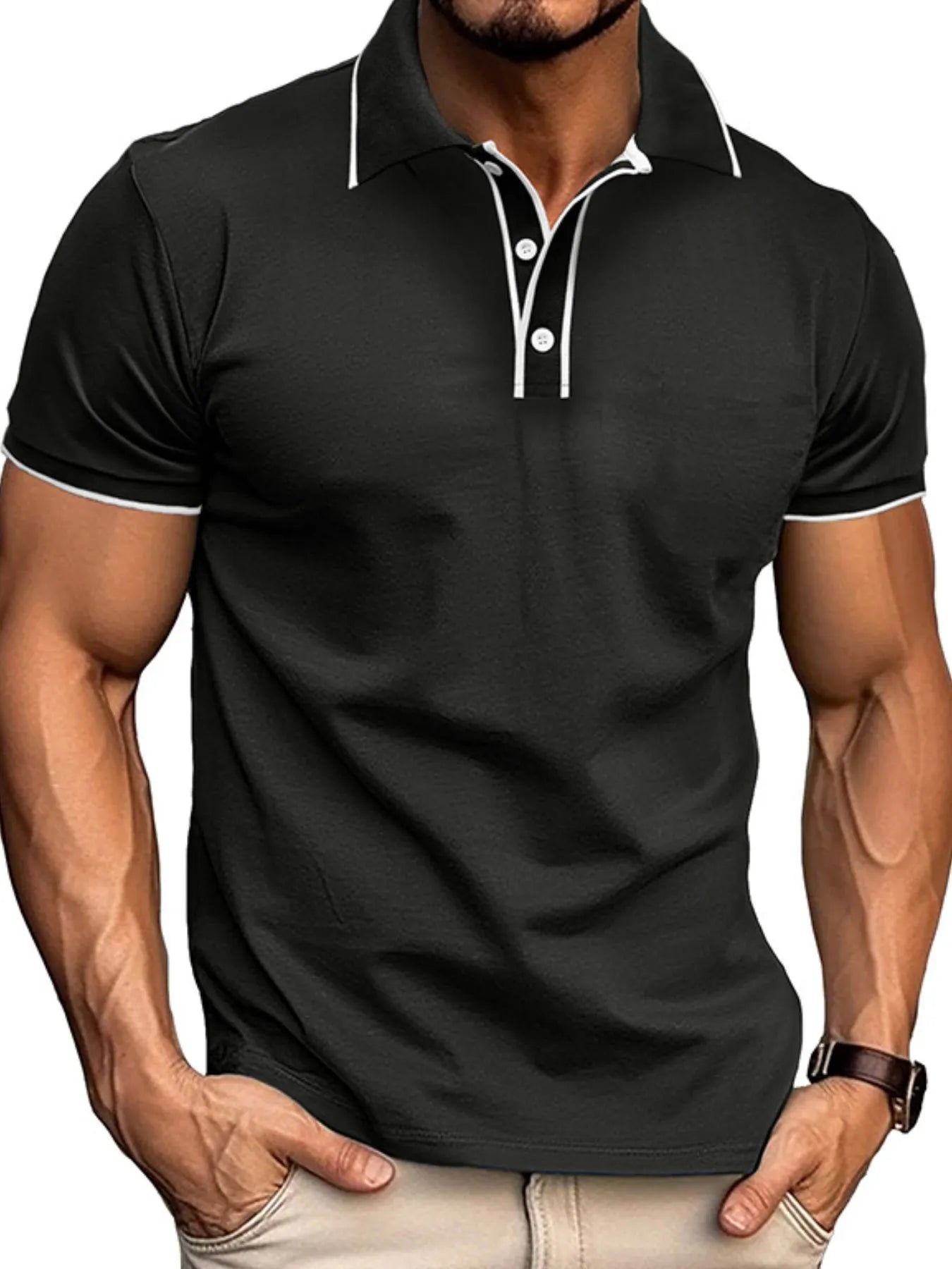 Men's Slim Fit Polo Shirt with Contrast Trim NicholesGifts