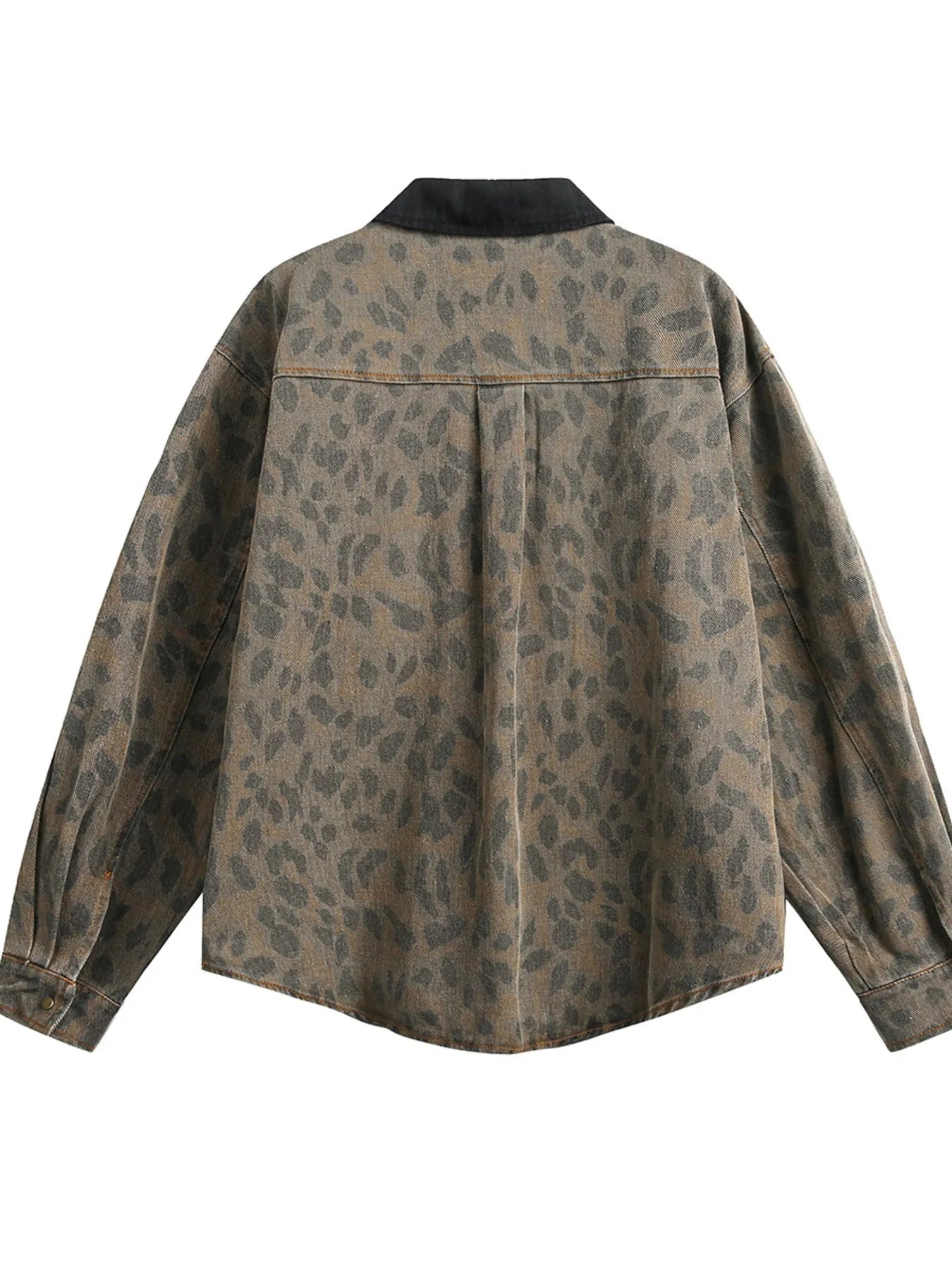 Men's Leopard Button Up Long Sleeve Jacket NicholesGifts