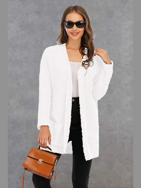 Angel Wings Pocketed Open Front Long Sleeve Cardigan nicholesgifts