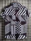 Men's Plus Size Geometric Pattern Short Sleeve Button-Up Shirt nicholesgifts