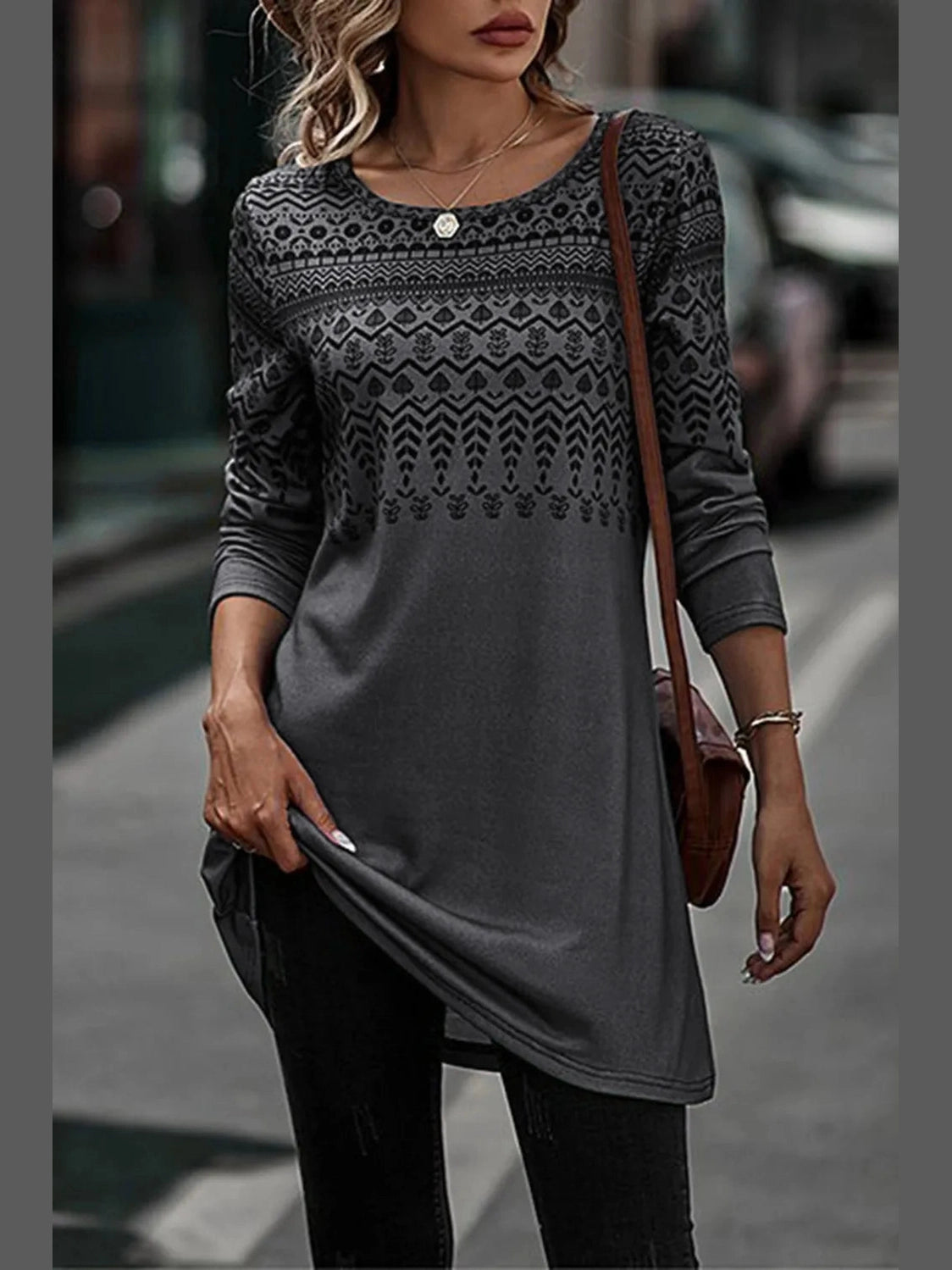 Printed Round Neck Long Sleeve T-Shirt NicholesGifts