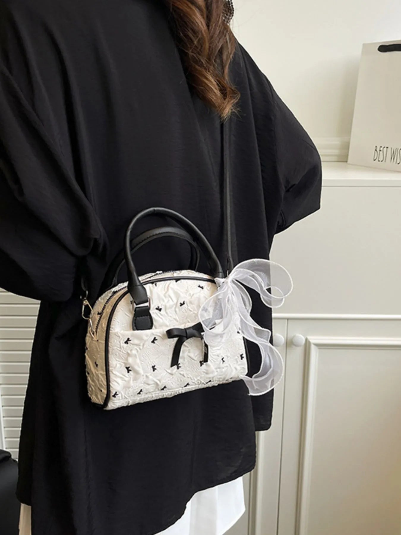 Ruched Bow Crossbody Bag Trendsi