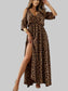 Leopard Print Cold Shoulder Slit Maxi Dress nicholesgifts
