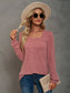 Heathered Square Neck Long Sleeve T-Shirt nicholesgifts