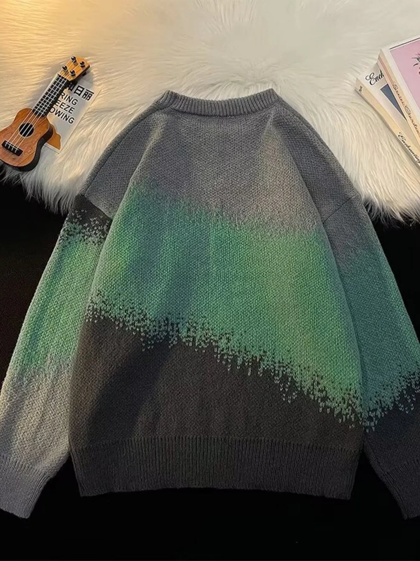 Men's Plus Size Gradient Color Block Sweater nicholesgifts