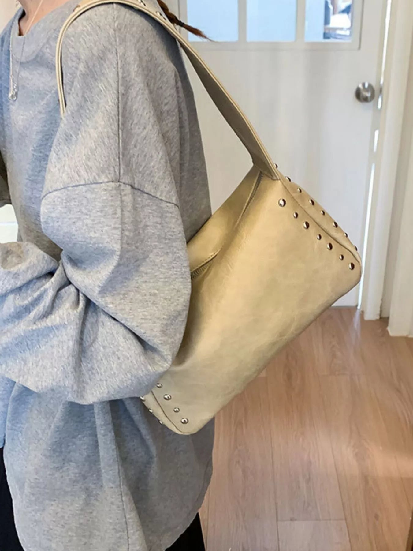 Studded Accent Shoulder Bag nicholesgifts