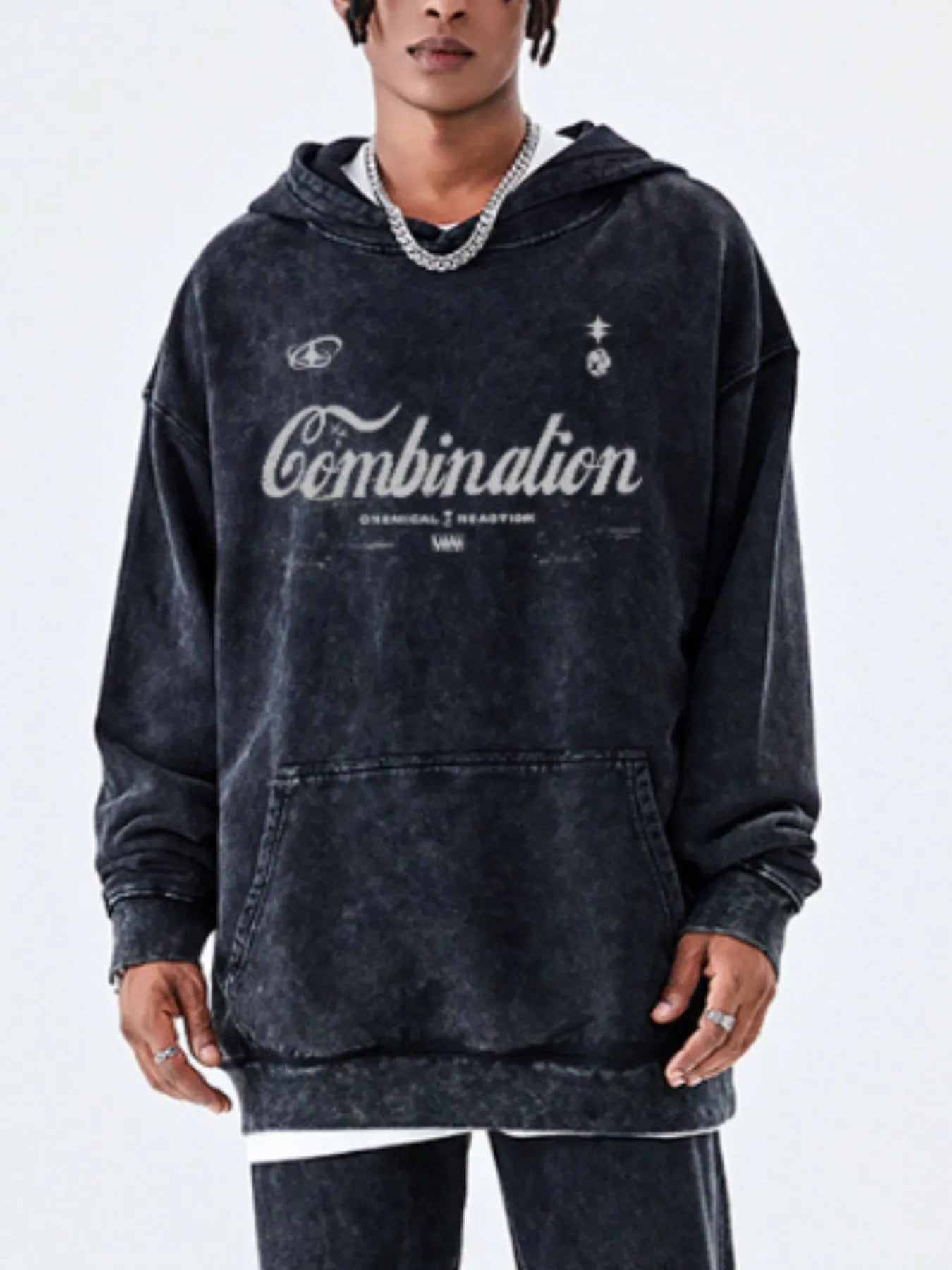 Men's Letter Washed Kangaroo Pocket Hoodie NicholesGifts