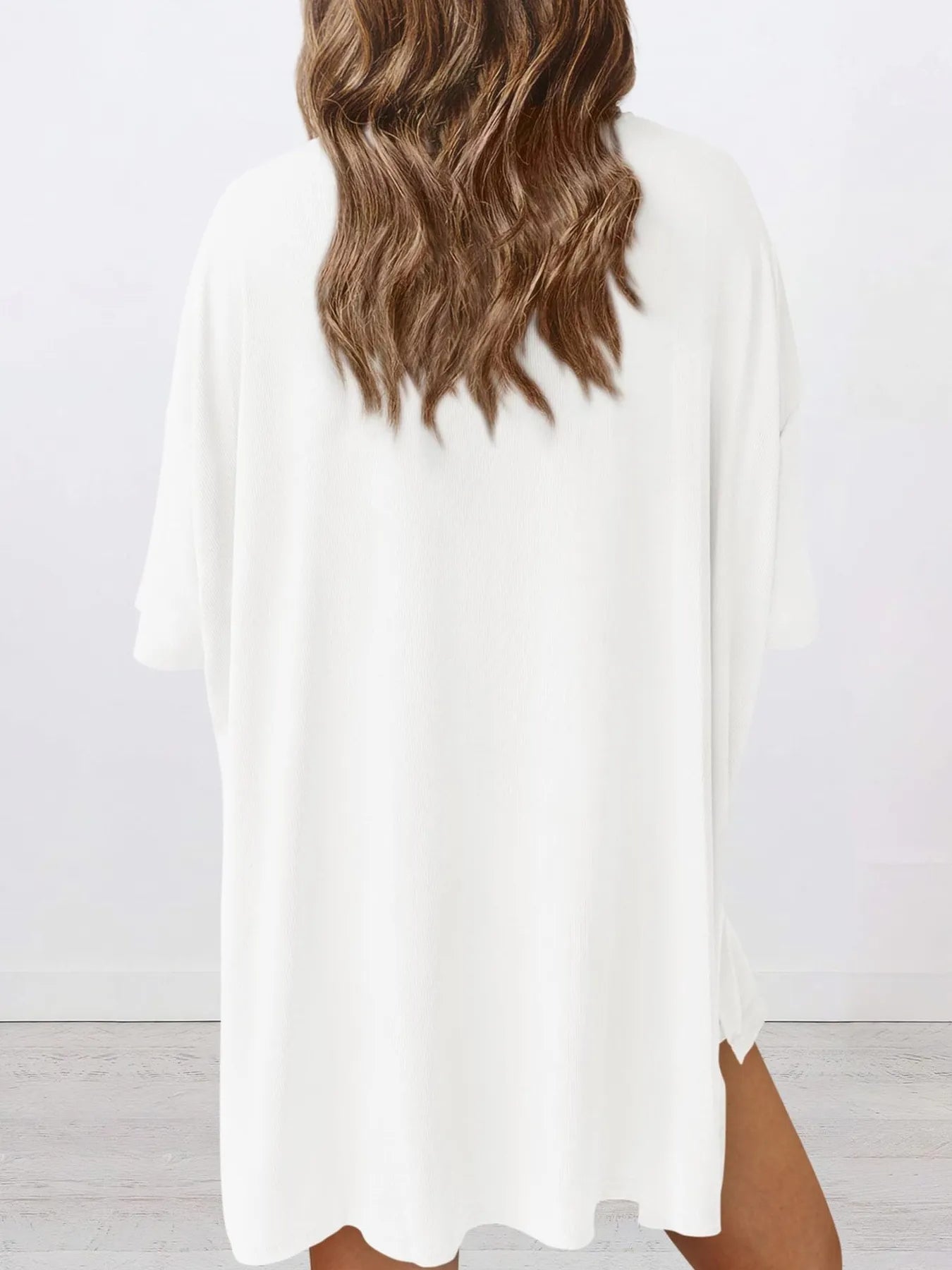 Full Size Oversized Slit Round Neck Top and Shorts Lounge Set Plus Size nicholesgifts
