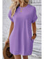 Women Pocketed Round Neck Short Sleeve Dress nicholesgifts