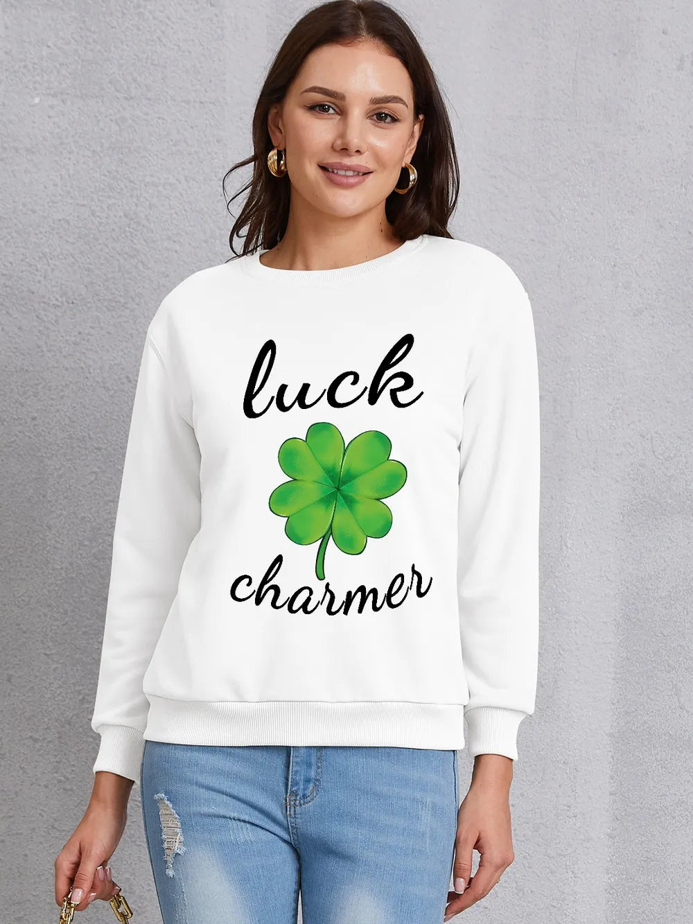 LUCK CHARMER Round Neck Sweatshirt nicholesgifts