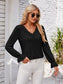 Applique V-Neck Flounce Sleeve T-Shirt nicholesgifts