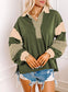 Color Block Striped Johnny Collar Sweatshirt nicholesgifts