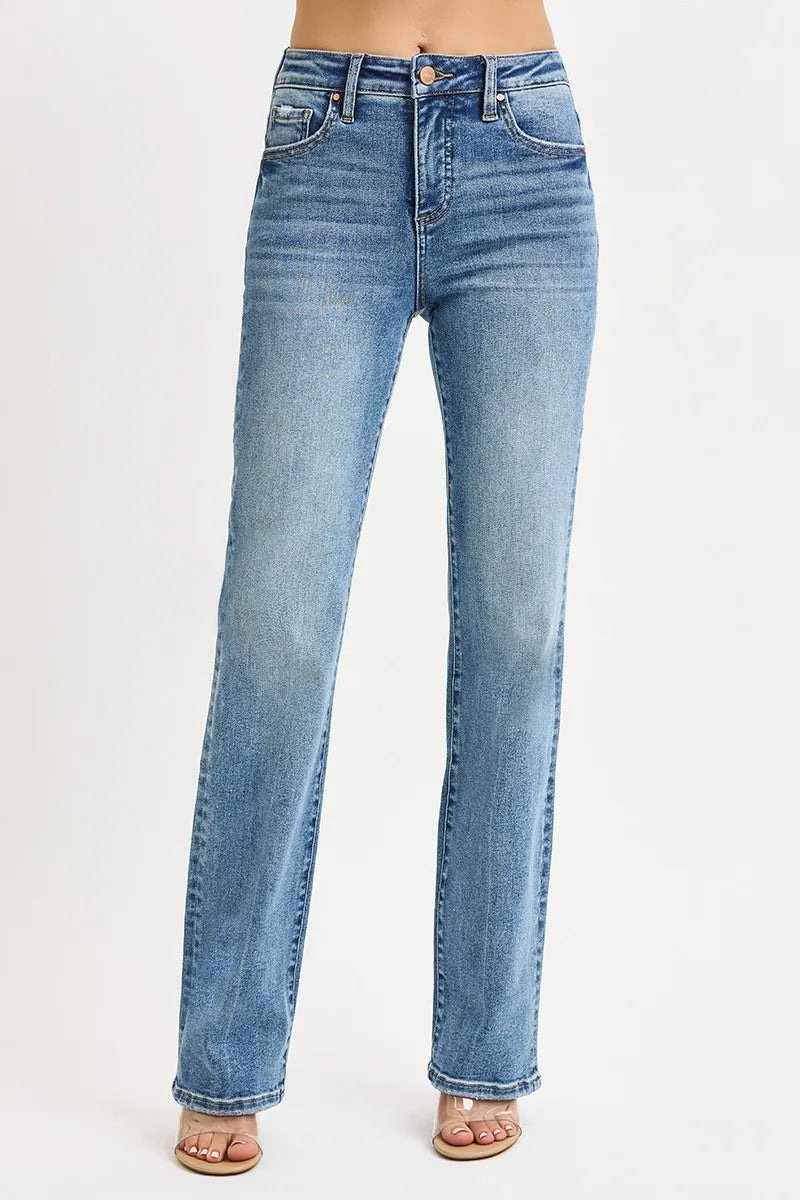 RISEN Full Size Tummy Control High Rise Straight Jeans Plus Size NicholesGifts