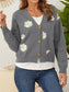 Women Flower Button Front Dropped Shoulder Cardigan nicholesgifts