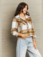 Plaid Collared Neck Jacket with Breast Pockets nicholesgifts