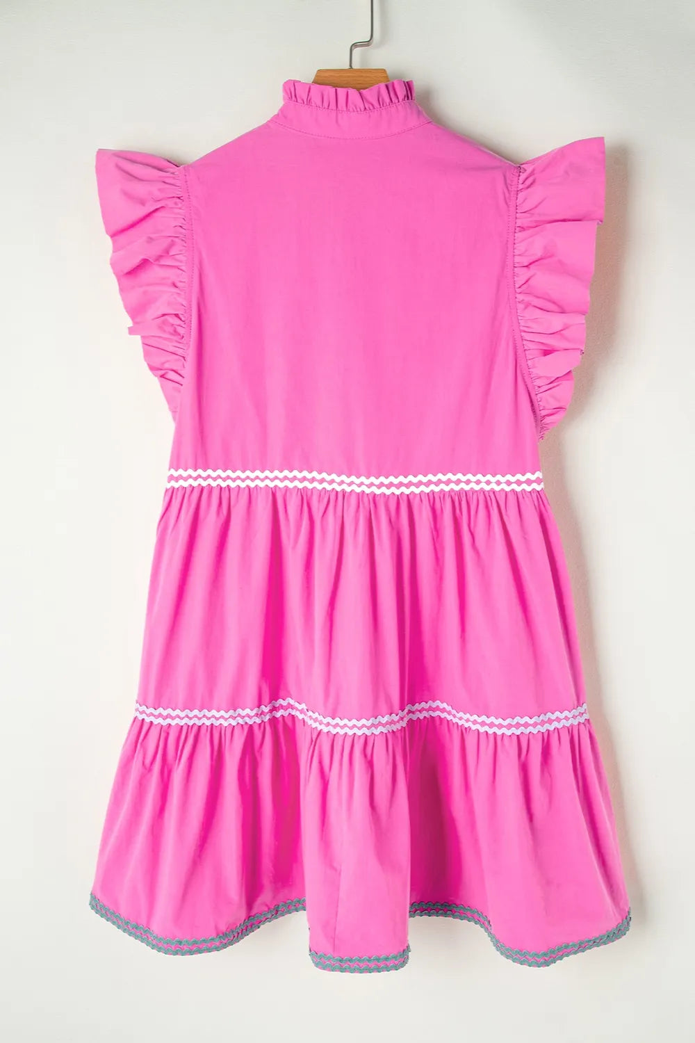 Ruffled Notched Cap Sleeve Mini Dress Trendsi