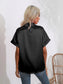 Button Down Collared Neck Short Sleeve Satin Shirt nicholesgifts