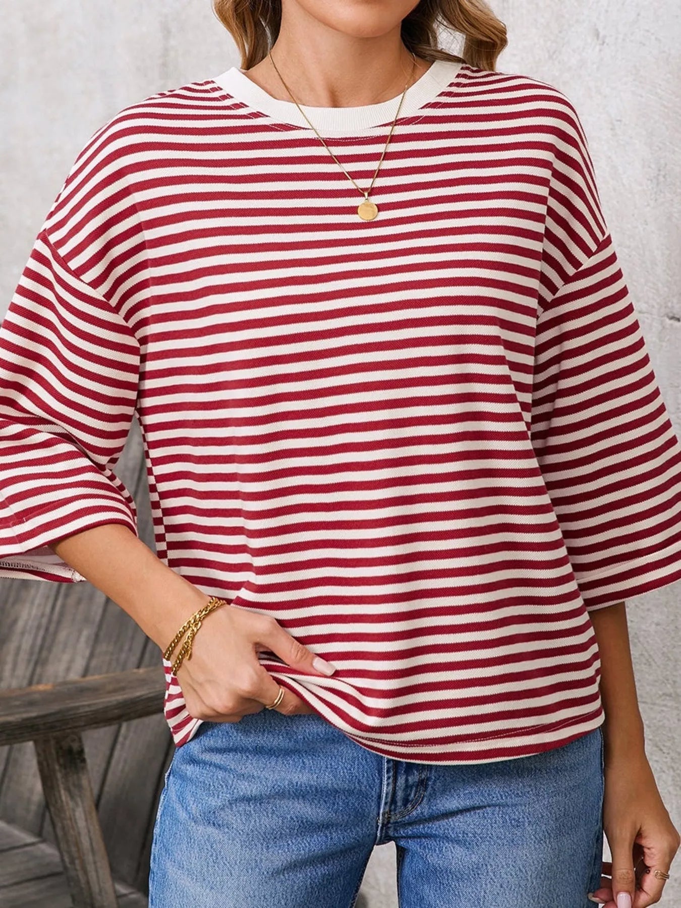 Striped Back Bow Tie T-Shirt nicholesgifts