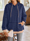 Lovelet Drawstring Striped Long Sleeve Hoodie Trendsi