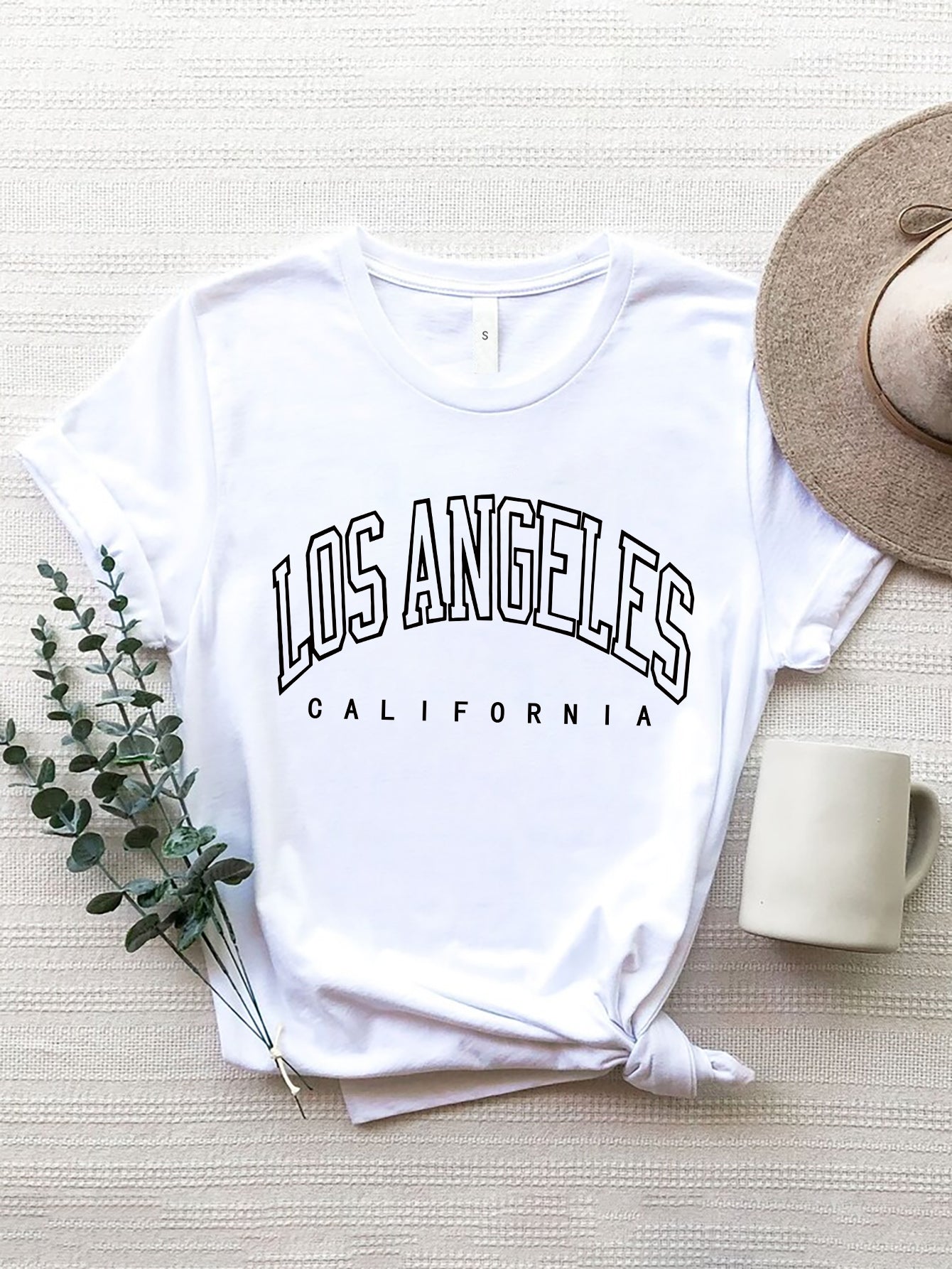 Women Los Angeles California Round Neck Short Sleeve T-Shirt