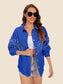 Raw Hem Fringe Detail Denim Jacket nicholesgifts