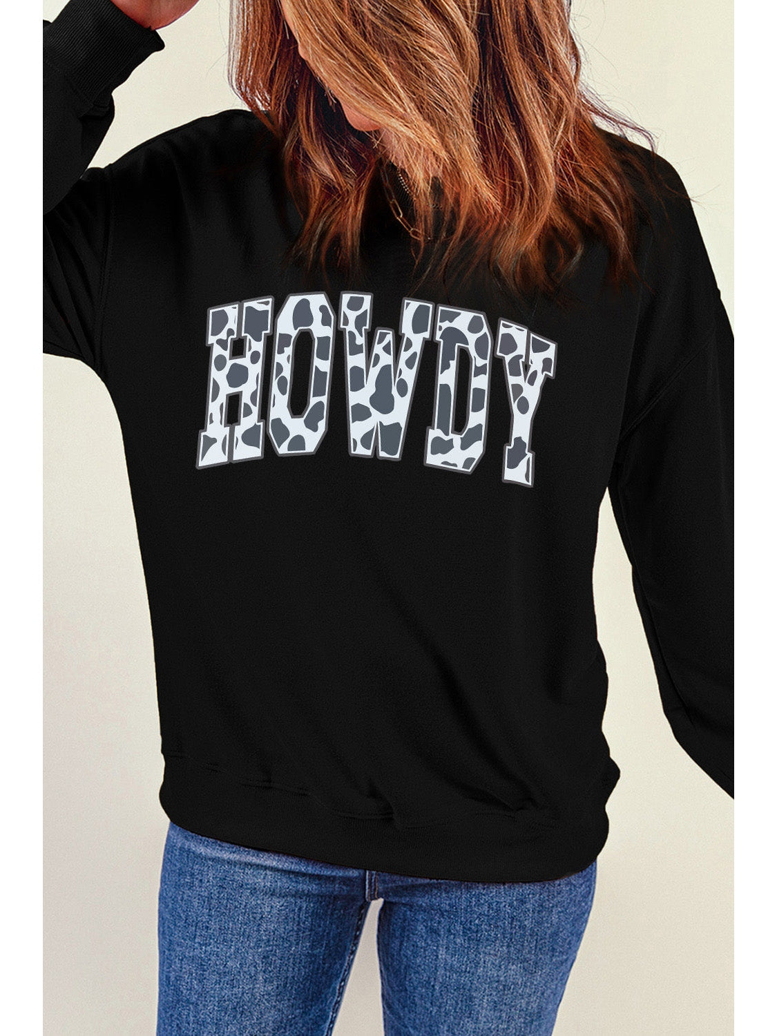 Women Round Neck Long Sleeve Howdy Graphic Sweatshirt nicholesgifts